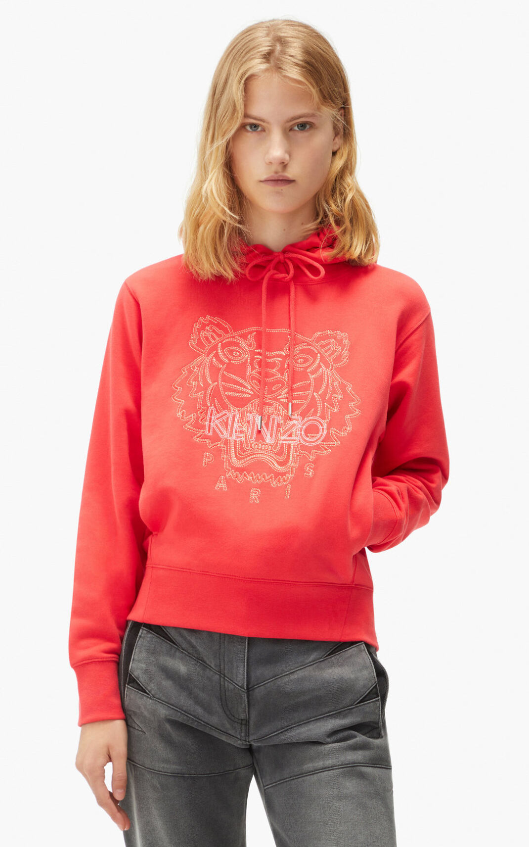 Sweat A Capuche Kenzo Tiger Femme Rouge | IMSH-86150